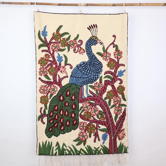Kashmiri Hand Embroidered Wall Tapestry – Traditional Wool