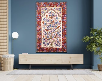 Kashmir Embroidery Wall Hanging – Traditional Indian Boho Decor | Indian Woolen Handicraft Tapestry