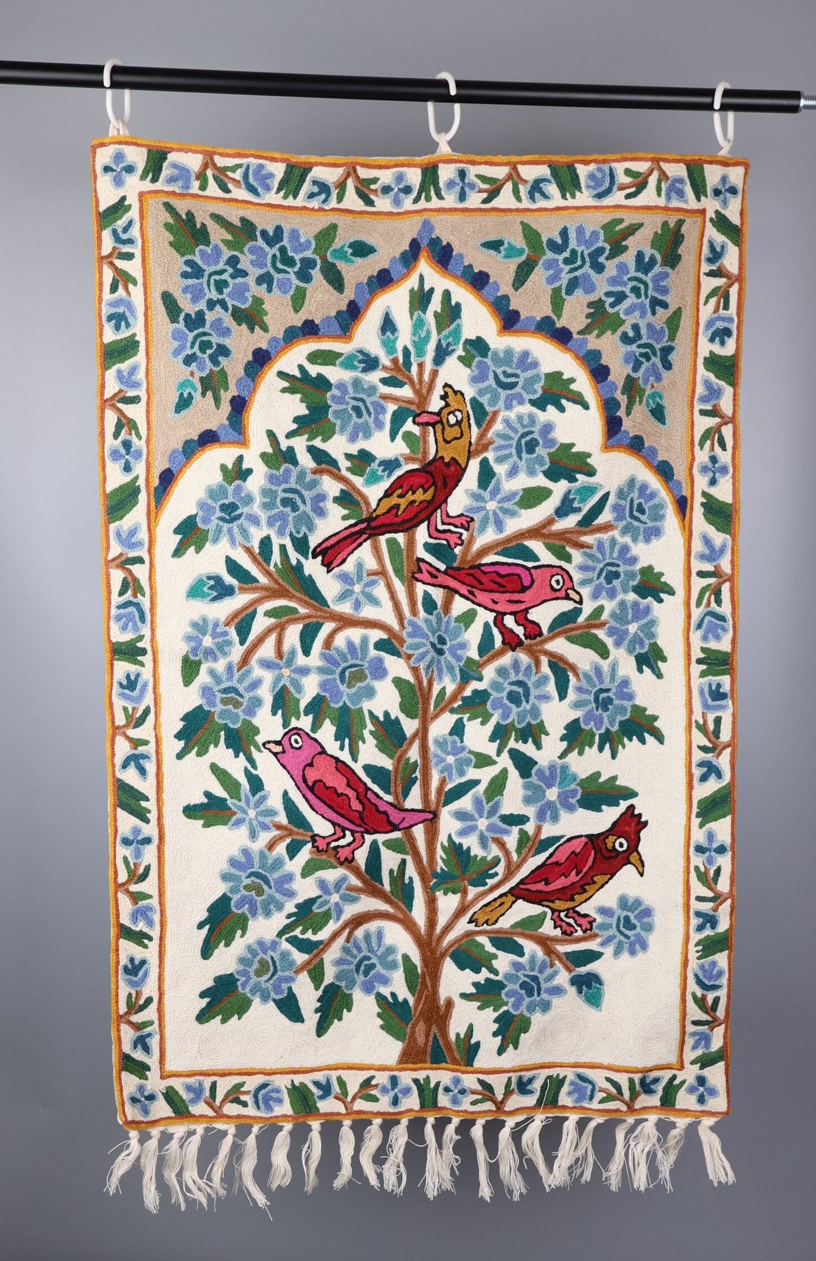 Handmade Tapestry Tree Of Life From Kashmir | Handmade Wall Decor | Hand Embroidered Wall Hanging |Intricate Traditional Wall Hanging