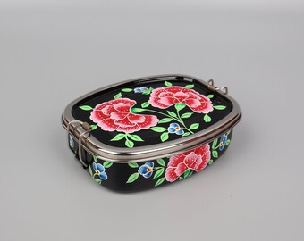 Hand Painted Deluxe Lunch Boxes | Kashmir Enamelware | Single