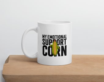 My Emotional Support Corn – grappige grafische mok