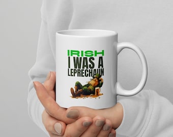 Iers I Was a Leprechaun-mok – grappige St. Patrick's Day-koffiekop met cartoonkabouter
