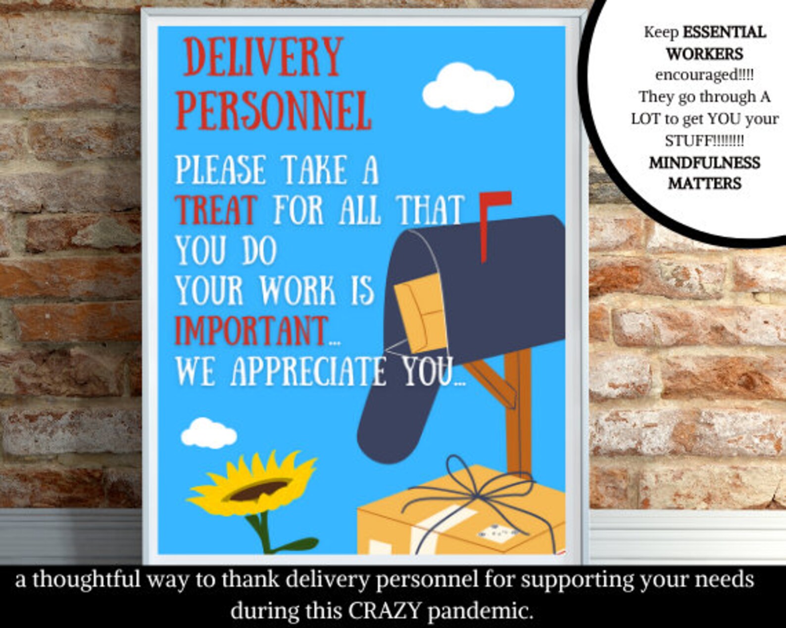 Front Porch Delivery Driver Thank You Printable