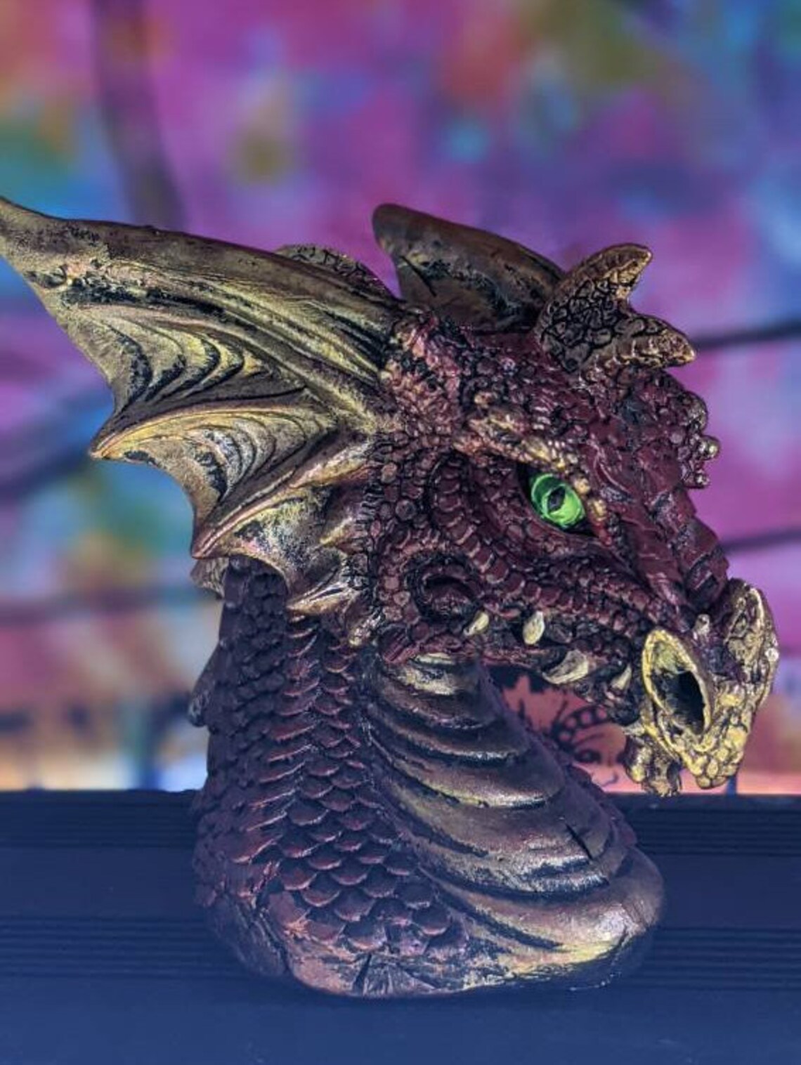 Red Dragon Incense Cone Burner Holder Home Decor Statue Figure Etsy