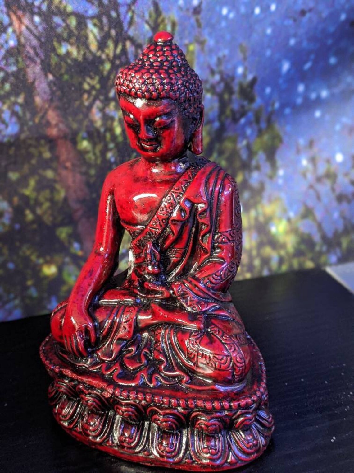 Red Thai Buddha Figurine Home Decor Statue Figure Ornament Etsy