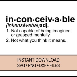 SVG - Unvorstellbar - Prinzessin Braut - Cricut und Silhouette Sofort Download - Witzig - Witz - DXF - PNG - Nicht was du denkst, dass es bedeutet