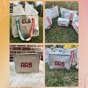 Embroidered Ric Rac Scallop Canvas Monogram Tote Bag – Personalized ...