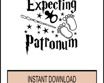 SVG Expecting Patronum - Mamma del Prescelto - Cricut e Silhouette Download istantaneo - Babbani - Mago - Piedi PNG Annuncio di nascita