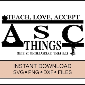 SVG - ASC Things - Cricut Instant Download - Teacher - Autistic Spectrum Condition - dxf - PNG School, Student, Learning, Teach, Learn Apple