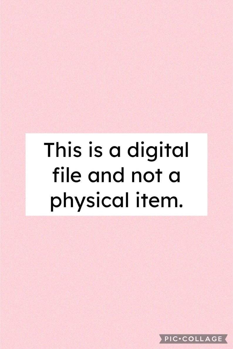 May include: Pink background with a white box containing the text "This is a digital file and not a physical item."