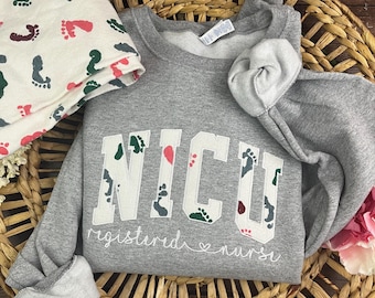 Curved NICU Nurse sweatshirt from Baby Hospital Blanket - Labor and Delivery RN NICU - Fabric Keepsake Sweatshirts or T-shirt- Applique