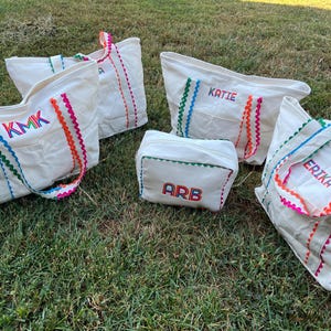 Embroidered Ric Rac Scallop Canvas Monogram Tote Bag – Personalized ...