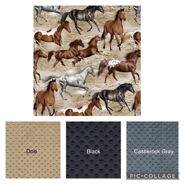 Wild Horses Running  - Weighted Blanket or Lap Pad Cotton Fabric  - Toddler, Child, Teen, Adult - Glass Beads Customizable