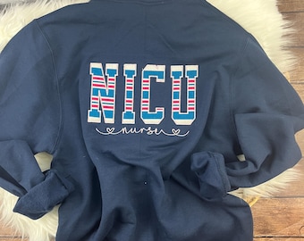 NICU Nurse Quarter sweatshirt or Full Zip Jacket hoodie from baby hospital swaddle Blanket-  RN labor delivery  Licensed Practical, CNA,  -