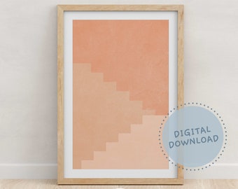 Pink Stairs Art Print - Digital Download - Printable Wall Art - Instant Download