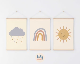 Set of 3 Prints | Nursery Decor | Rainbow Nursery Prints | Childrens Prints | Sunshine Prints | Kids Prints | Playroom Decor