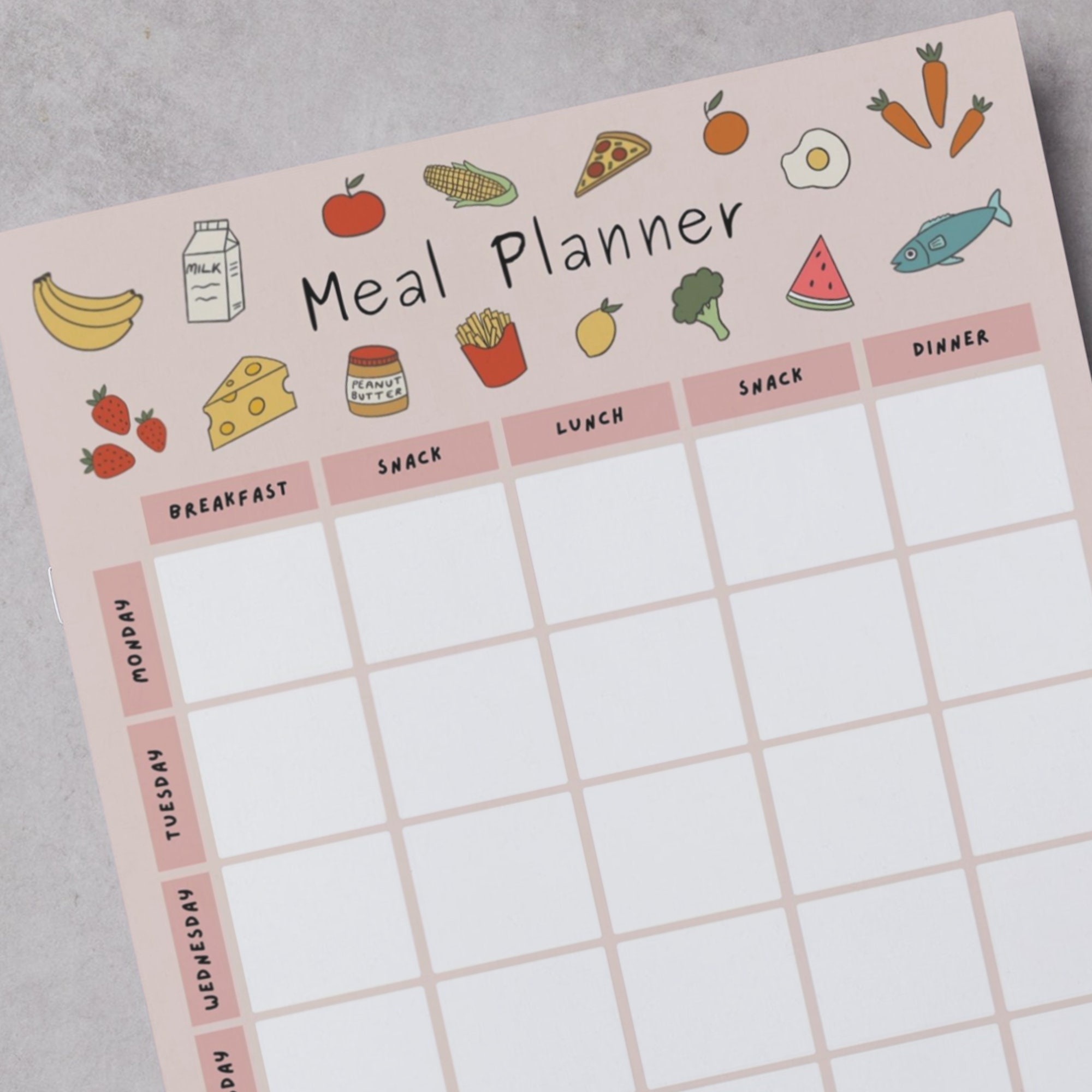 Weekly Meal Planner | Print at Home | Printable PDF - Etsy