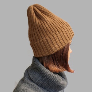 Camel wool hat, warm winter slouchy beanie