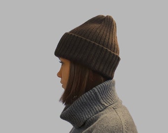 Berretto slouchy, caldo cappello invernale in lana Yak, cappello lavorato a maglia per donna