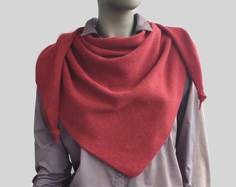 Écharpe triangulaire pour femme, châle en mélange de laine mérinos et cachemire, écharpe triangulaire en laine tricotée chaude, cadeau pour elle