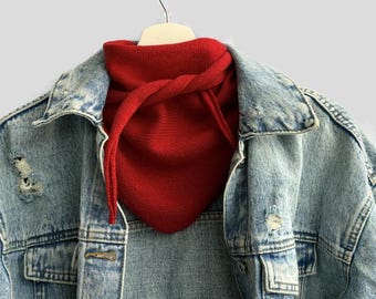 Knit triangle scarf, cashmere merino blend shawl, knit wool scarf.