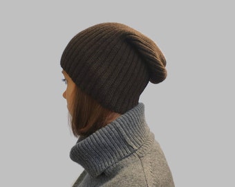 Gorro de punto holgado, sombrero de invierno cálido de lana de yak, sombrero de punto para mujer