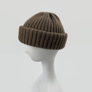 Fisherman hat from yak wool ~ Knit winter beanie Light brown