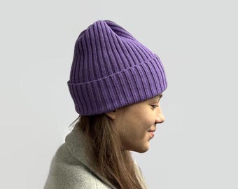 Knit  beanie, winter hat, knitted merino wool beanie for woman