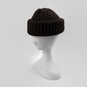 Fisherman hat from yak wool ~ Knit winter beanie Dark brown