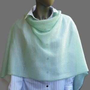 Knit scarf for woman, mint mohair  shawl.