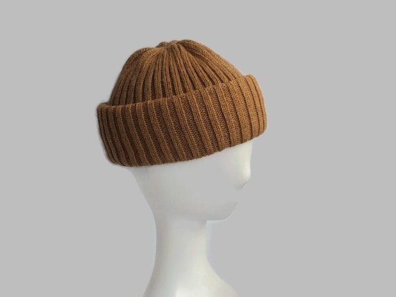 Fisherman hat from camel wool. Slouchy beanie for man