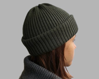 Gorro de punto de lana, gorro holgado para mujer, gorro de invierno de punto.