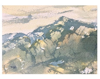 Mountain Scape, Abstract Original Painting, Scottish Mountains, Scotland, small watercolour painting