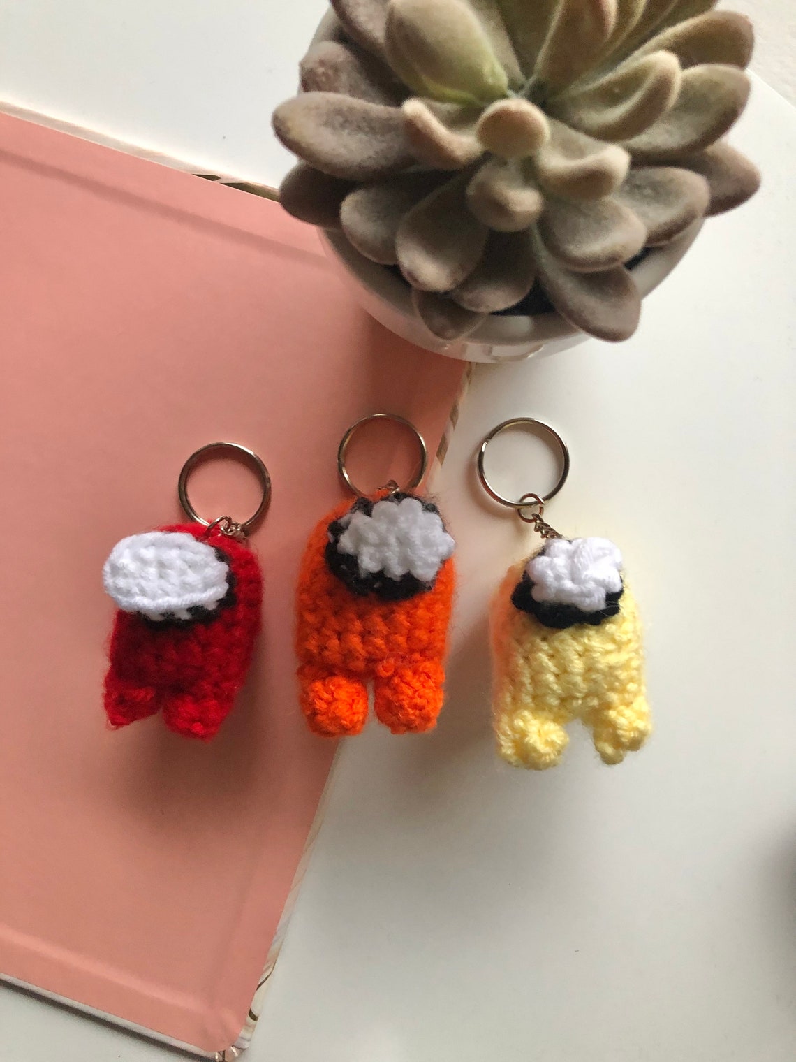 Crochet AMONG US Cute Keychain Stuffed Animal Plush Toy Etsy