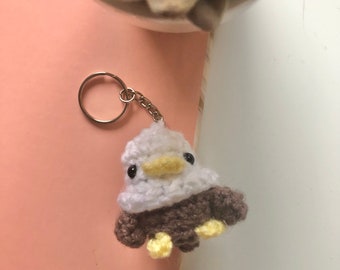 Crochet Cute Eagle Keychain Stuffed Animal Plush Toy Handmade Accessory.