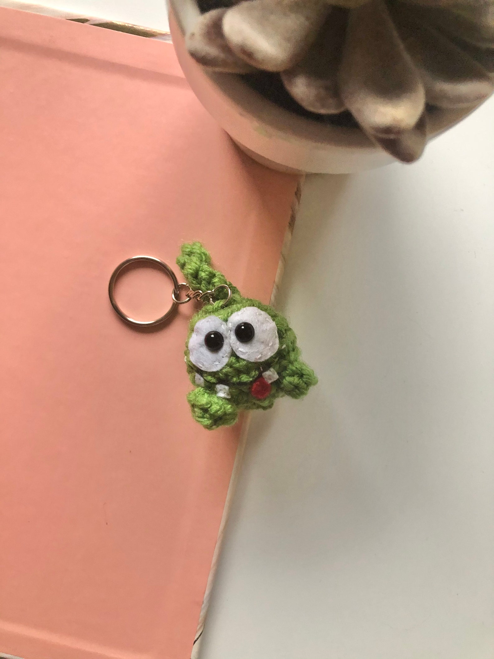 Crochet Om Nom from Cut the Rope Keychain Stuffed Animal Plush Etsy