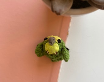 Crochet Cute Kakapo Keychain Stuffed Animal Plush Toy Handmade Accessory.