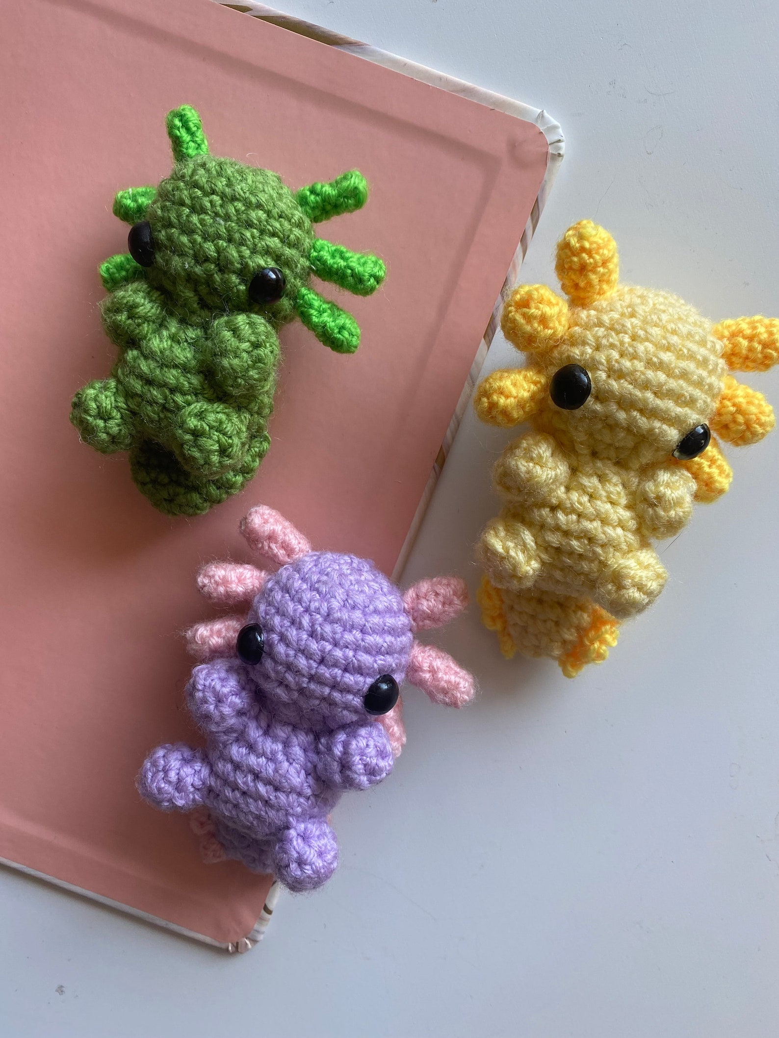 Cute Baby Axolotl Crochet Keychain Stuffed Animal Plush Toy Etsy