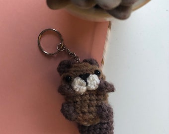 Niedlicher Chibi Biber häkeln Keychain Stofftier Plüschtier Handmade Accessoire.