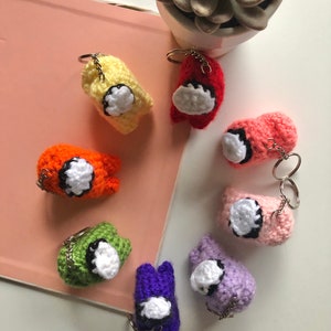 Crochet AMONG US Cute Keychain Stuffed Animal Plush Toy Handmade Accessory.