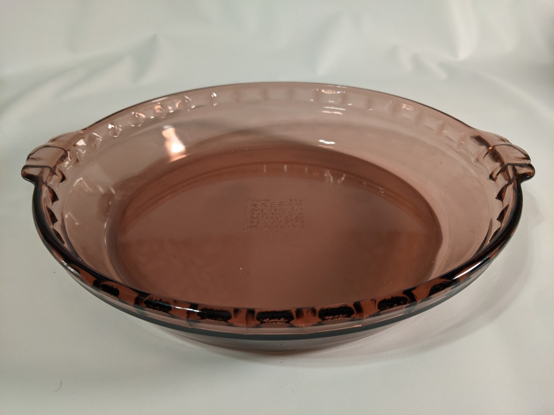 Pyrex Cranberry Glass Scalloped Pie Plate Dish 9.5 Vintage Lot 464 Etsy