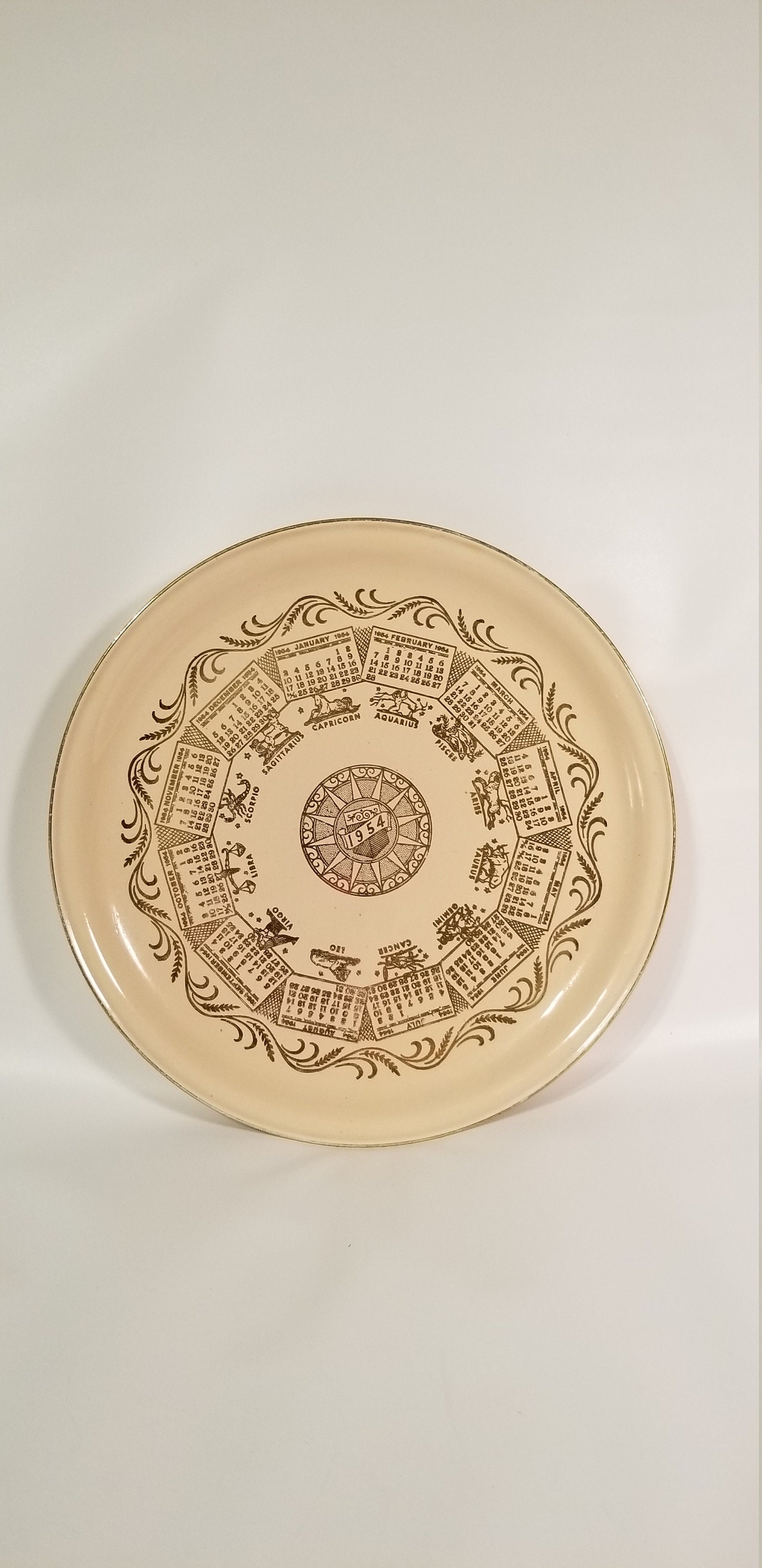 Homer Laughlin Jubilee 1954 Calendar Plate Lot 494 - Etsy