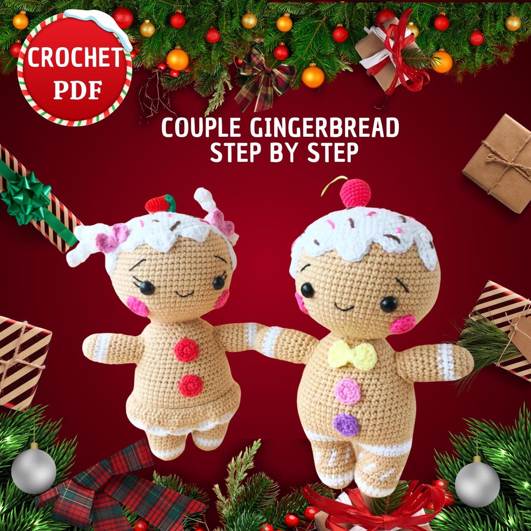 Pattern Gingerbread Christmas Amigurumi |gingerbread Couple Crochet Pattern, Gingerbread ...