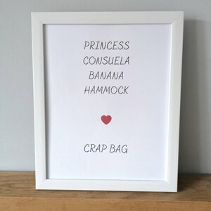 Friends unframed print | Home decor | Princess Consuela | Banana Hammock | Crap Bag | Friends gift | Wall print | Friends print |