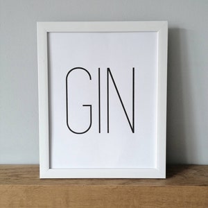 Gin unframed print | Home decor | Gin gift | Home print | Living room print | Kitchen print | Wall print | Gin lover | Drinking gin |