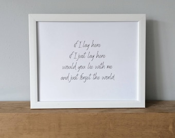 Wenn ich hier liege, ungerahmter Druck | Wohnkultur | Schneepatrouille | Textdruck | Autos jagen | Startseite drucken | Schlafzimmerdruck | Typografiedruck |