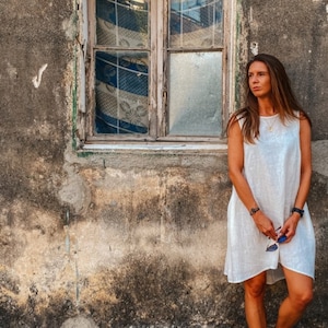 Women&#39;s Linen Airy Summer Dress, Loose Linen Dress, Linen Clothing for Women, Linen Asymetrical Dress, Sleeveless Dress, Loose Linen Dress