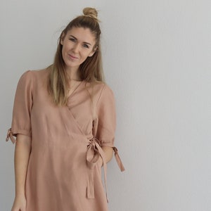 Women's  wrap linen dress 100% Linen Loose Linen Dress, Linen Clothing for Women, Linen Maternity Dress, Linen Dress Plus Size