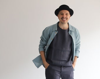 Linen Shirt for Man. Men's linen long-sleeved shirt. Linen clothing. Slowfashion for men.
