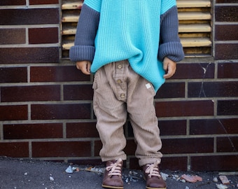 100% Baumwollcord Hose Natürlicher Vintage Stil Gewaschener Cord Stoff Hose für Kinder Baby Cord Hose Kokosnuss Knöpfe Jungen Mädchen Hosen
